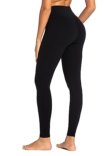 Sunzel Nunaked Workout Leggings for Women, Tummy Control Compression Workout Gym Yoga Pants, High Waist & No Front Seam Black X-Large 28"