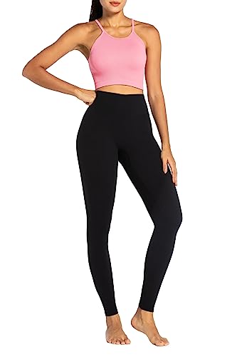 Sunzel Nunaked Workout Leggings for Women, Tummy Control Compression Workout Gym Yoga Pants, High Waist & No Front Seam Black X-Large 28"