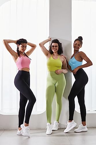 Sunzel Nunaked Workout Leggings for Women, Tummy Control Compression Workout Gym Yoga Pants, High Waist & No Front Seam Black X-Large 28"