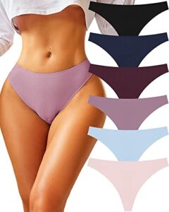 finetoo seamless underwear for women sexy thongs low rise no show ribbed panties womens thong 6 pack xs-xl