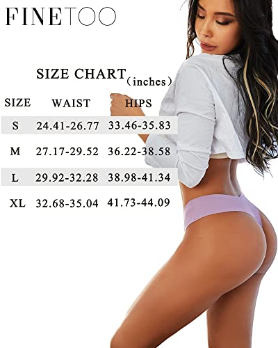 FINETOO 9 Pack Seamless Thongs for Women No Show Underwear V Waisted Comfortable Sexy Thong Panties XS-L