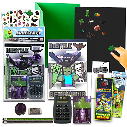 Minecraft School Supplies Value Pack - 9 Pc Bundle with Minecraft Folders, Notebook, and Stickers for Kids Boy Girls | Minecraft Back to School Supplies