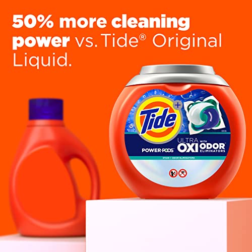 Tide Ultra OXI Power PODS with Odor Eliminators Laundry Detergent Pacs, 45 Count + Downy Rinse & Refresh, Cool Cotton, 48 Fl Oz