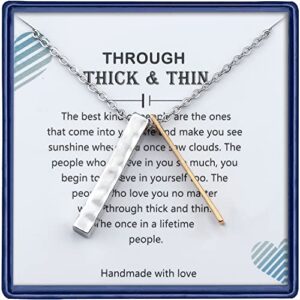 Haoze Friend Gifts for Women Thick and Thin Friendship Necklace Gift Sentimental Thank You Gifts for Sister BFF Jewelry (Thick and Thin)