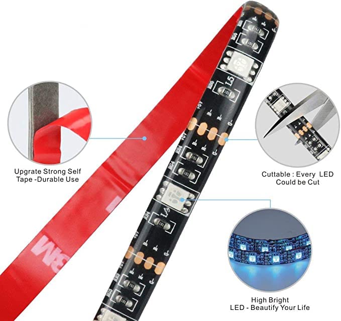 Iyicuus Tow Sets Battery Powered LED Strip Lights, 9.8ft 24-Keys Remote Controlled, DIY Indoor and Outdoor Decoration (2)