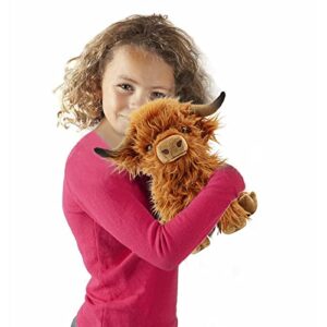 SODWEF Cute Highland Cow Stuffed Animals,10.5 inches Realistic Cow Plush Toy,Highland Cattle Farm Toy Gift for Adults Kids Boys Girls Birthday Plush Gifts (Brown Cow)