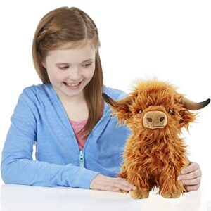 SODWEF Cute Highland Cow Stuffed Animals,10.5 inches Realistic Cow Plush Toy,Highland Cattle Farm Toy Gift for Adults Kids Boys Girls Birthday Plush Gifts (Brown Cow)