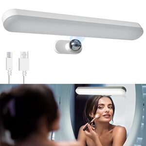 benreom wireless vanity lights for mirror, rechargeable battery operated mirror lights, adjustable color brightness & angle makeup light, cordless lights for mirror, for makeup vanity bathroom mirror