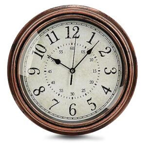 jvxyuieh vintage wall clock 12'' retro silent non ticking clock bronze quartz battery operated wall clocks decor for living room kitchen bathroom office (no battery provided)