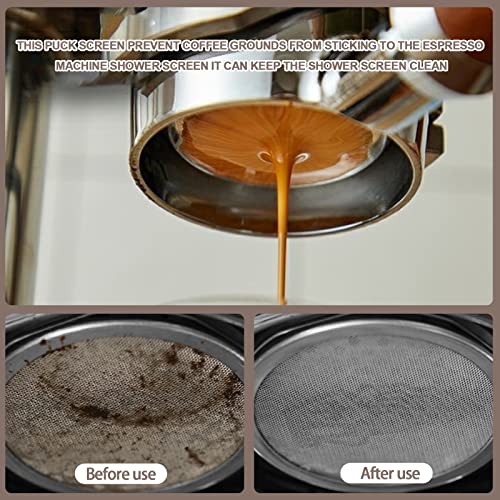 53.5mm Espresso Puck Screen, Urnseh Reusable 1.7mm Thickness 150μm 316 Stainless Steel Professional Barista Coffee Filter Mesh Plate for Portafilter Filter Basket, espresso machine accessories