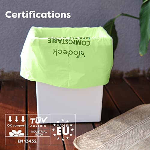 Biodeck 100% Compostable Waste Bags 13 Gallon / 50 L | Kitchen Food Scrap/Organic Waste Bags certified Biodegradable, HOME Compostable EN13433