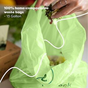 Biodeck 100% Compostable Waste Bags 13 Gallon / 50 L | Kitchen Food Scrap/Organic Waste Bags certified Biodegradable, HOME Compostable EN13433