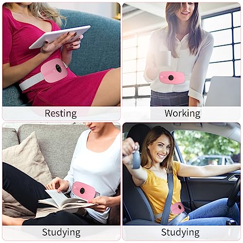 HZD Portable Cordless Heating Pad, Period Menstrual Heating Pad with 3 Heat Levels and 3 Massage Modes, Portable Electric Fast Heating Belly Wrap Belt for Women and Girl