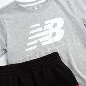 New Balance Boys' Active Shorts Set - 2 Piece Performance Short Sleeve T-Shirt and Fleece Sweat Shorts (Size: 8-12), Size 10, Grey