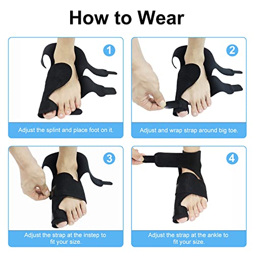 MMPANG Bunion Corrector for Women & Men 2Pcs Bunion Straightener Day/Night Support Orthopedic Bunion Relief Splint Non-Slip/Adjustable/Comfortable/Breathable Big Toe Corrector for Hallux Valgus