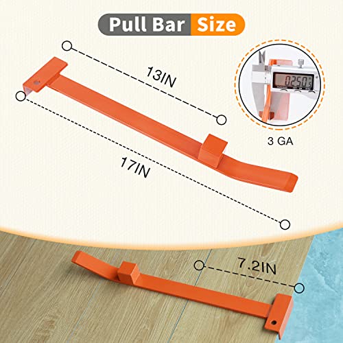 SDSNTE 17’’ Heavy-Duty Solid Steel Pull and Pry Bar Flooring Installation Kit Tools for Vinyl Plank, Laminate Flooring Installation, Orange