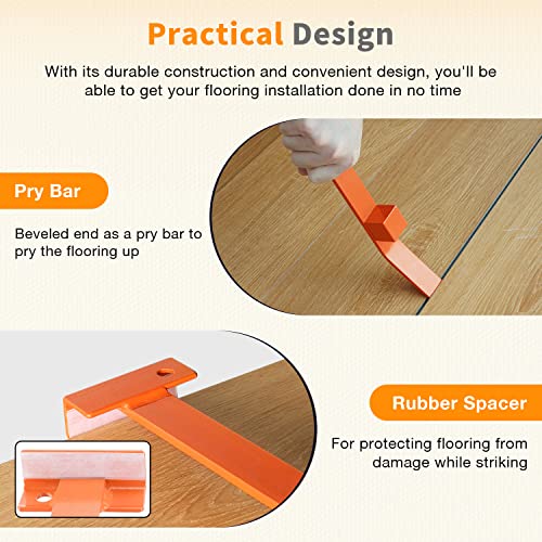 SDSNTE 17’’ Heavy-Duty Solid Steel Pull and Pry Bar Flooring Installation Kit Tools for Vinyl Plank, Laminate Flooring Installation, Orange