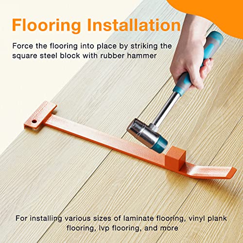 SDSNTE 17’’ Heavy-Duty Solid Steel Pull and Pry Bar Flooring Installation Kit Tools for Vinyl Plank, Laminate Flooring Installation, Orange