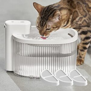 PET MARVEL Cat Water Fountain Wireless Battery Operated 85oz/2.5L with 3PCS Filters, Automatic Water Dispenser for Cats, Water Fountain for Cats Pet Inside Large Capacity Easy to Clean and Assemble