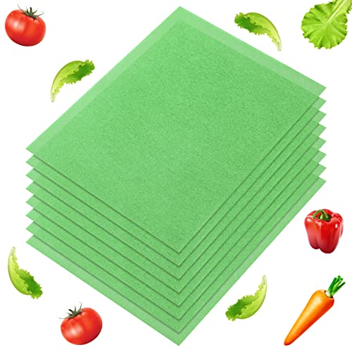 Poen 8 Pcs Fruit and Veggie Life Extender Liner 12 x 15 Inch Sponge Fridge Shelf Mat Green Washable Refrigerator Liners Fridge Drawer Pads Liner, Extends Life of Your Produce and Keep Food Fresh