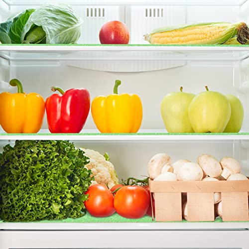 Poen 8 Pcs Fruit and Veggie Life Extender Liner 12 x 15 Inch Sponge Fridge Shelf Mat Green Washable Refrigerator Liners Fridge Drawer Pads Liner, Extends Life of Your Produce and Keep Food Fresh