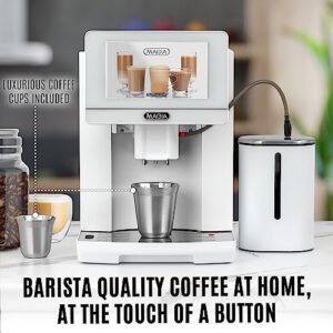 Zulay Magia Super Automatic Espresso Machine with Grinder - Espresso Maker with Milk Frother & Insulated Milk Container- Cappuccino & Latte Machine - Touch Screen, 19 Coffee Recipes, 10 User Profiles