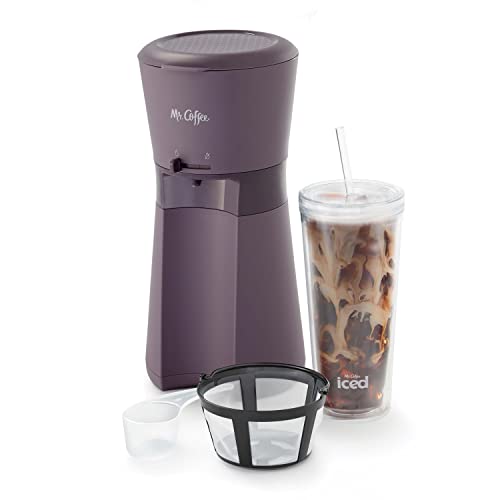 Mr. Coffee Iced Coffee Maker, Single Serve Machine with 22-Ounce Tumbler and Reusable Coffee Filter, Black & Iced Coffee Maker, Single Serve Machine, Lavender