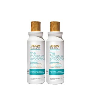 raw sugar moisture smoothie shampoo and conditioner with coconut oil, agave, & sweet almond milk, hydrates & nourishes dry hair, formulated without sulfates + parabens