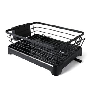 dinkich dish drying rack with tray, stainless steel rust proof dish rack for kitchen counter cabinet tabletop, kitchen storage and organisation holder