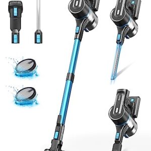 DEVOAC Cordless Vacuum Cleaner, 28Kpa Powerful Stick Vacuum Cleaner with 350W Brushless Motor, 45 Min Max Runtime, 6 in 1 Lightweight Vacuum Cleaner for Carpet Hardwood Floor Pet Hair, Blue