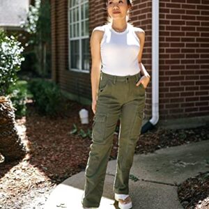 GRAPENT Women Pants Trendy Pants Womens Summer Clothes True Classic Chino Pants Women Trousers Camo Cargo Pants Color Army Green Size 6