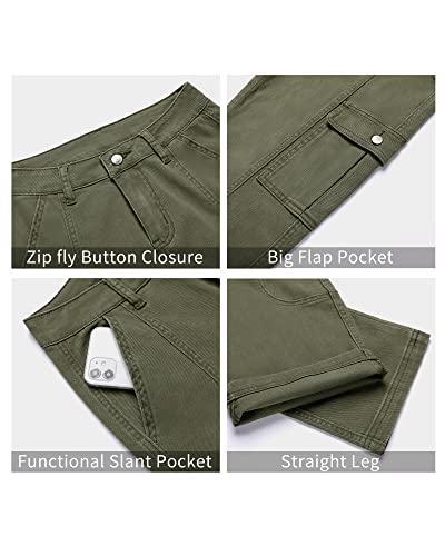 GRAPENT Women Pants Trendy Pants Womens Summer Clothes True Classic Chino Pants Women Trousers Camo Cargo Pants Color Army Green Size 6