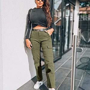 GRAPENT Women Pants Trendy Pants Womens Summer Clothes True Classic Chino Pants Women Trousers Camo Cargo Pants Color Army Green Size 6