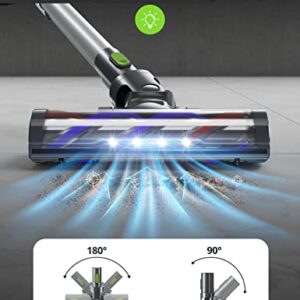 Voweek Cordless Vacuum Cleaner, 6 in 1 Lightweight Stick Vacuum Cleaner with 3 Power Modes, LED Display, Up to 45min Runtime, Vacuum Cleaner for Hardwood Floor Pet Hair Home Car-Olive Green