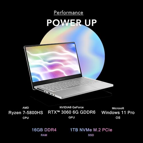 ASUS 2022 ROG Zephyrus G14 14/'' FHD 144Hz Gaming Laptop, AMD Ryzen 7-5800HS, 16GB RAM, 1TB PCIe SSD, Backlit Keyboard, NVIDIA GeForce RTX 3060 6G Graphics, Win 11 Pro, White, 32GB USB Card