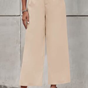 PRETTYGARDEN Women's Casual Summer Work Pants High Waisted Palazzo Pant Flowy Wide Leg Trousers with Pockets (Apricot,Medium)