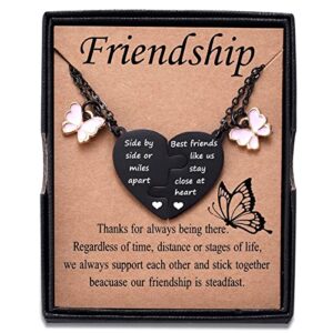 friendship necklace set of 2 for best friends jewelry for 2 teen girls bestie long distance friendship bff matching heart necklaces for valentines day birthday xmas
