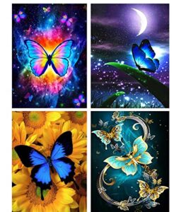 4 packs stamped cross stitch kits,landscapes butterfly counted cross stitch kits for adults beginners,diy full range of needlepoint kits needlecrafts embroidery arts and crafts for home decor,12"x16"