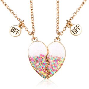 PAFUWEI Friendship Necklaces for 2 Girls,Pendant Bff Necklace Magnetic Matching Necklaces for Best Friend Half Heart Necklace Best Friend Necklaces for 2 Girls Sister