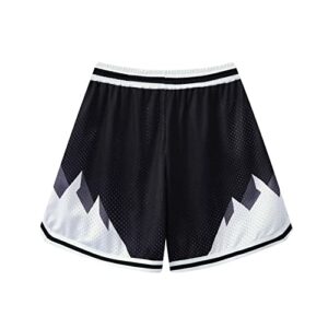 BOOMLEMON Men's Basketball Shorts Gym Training Workout Athletic Shorts Mesh Graphic Print Running Short Pants(608 Black S)