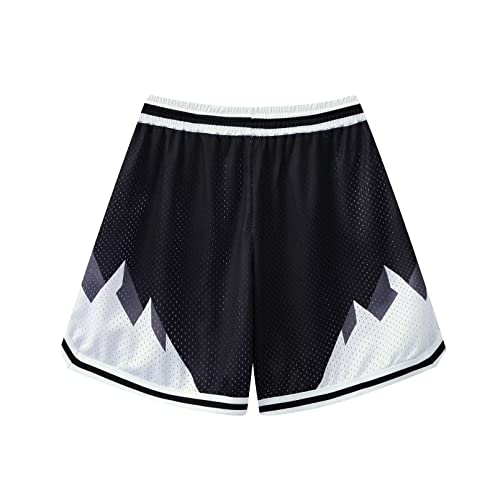 BOOMLEMON Men's Basketball Shorts Gym Training Workout Athletic Shorts Mesh Graphic Print Running Short Pants(608 Black S)