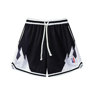 boomlemon men's basketball shorts gym training workout athletic shorts mesh graphic print running short pants(608 black s)