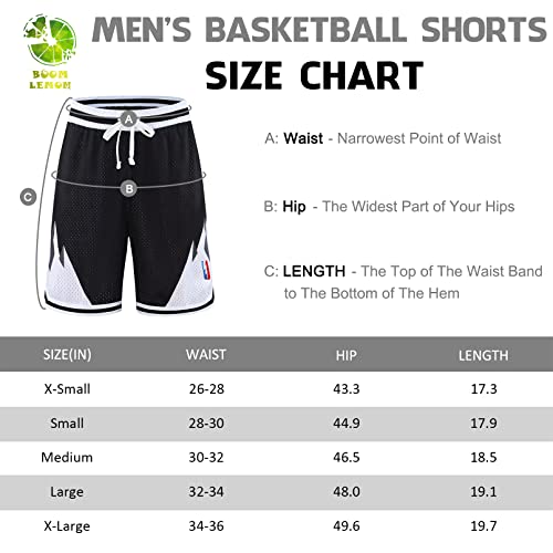 BOOMLEMON Men's Basketball Shorts Gym Training Workout Athletic Shorts Mesh Graphic Print Running Short Pants(608 Black S)