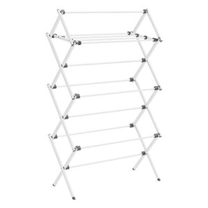 songmics foldable clothes drying rack, laundry drying rack, clothes airer, steel frame, 14.6 x 29.5 x 53.2 inches, easy assembly, indoor outdoor use, white ullr770w01