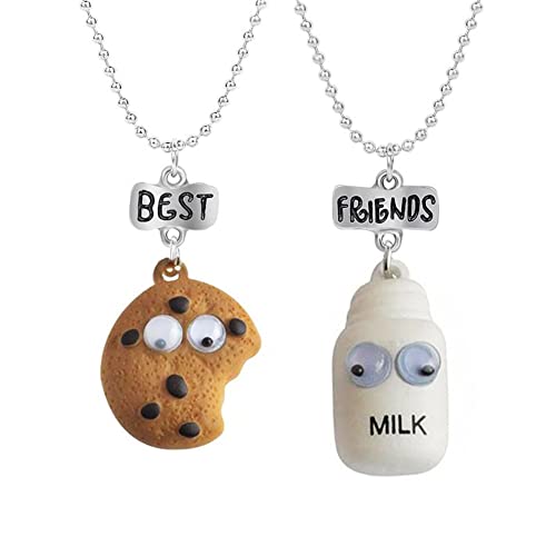 Best Friend Friendship Necklace for Women Men Cute Milk Cookie Pendant Necklace BFF Necklace for 2 Teen Girls Boys Birthday Gift Jewelry