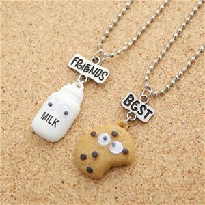 Best Friend Friendship Necklace for Women Men Cute Milk Cookie Pendant Necklace BFF Necklace for 2 Teen Girls Boys Birthday Gift Jewelry