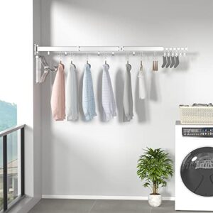 lqqbox tri-fold wall mounted clothes drying rack, laundry drying rack, space saver clothes rack, easy to install, retractable foldable design for your family (white)