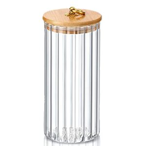 luckte glass coffee nuts canister airtight storage jar with bamboo lids metal handle clear glass containers for home kitchen storing candy, cookie, pasta, oatmeal, spices (large)