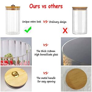 LUCKTE Glass Coffee Nuts Canister Airtight Storage Jar With Bamboo Lids Metal Handle Clear Glass Containers for Home Kitchen Storing Candy, Cookie, Pasta, Oatmeal, Spices (large)