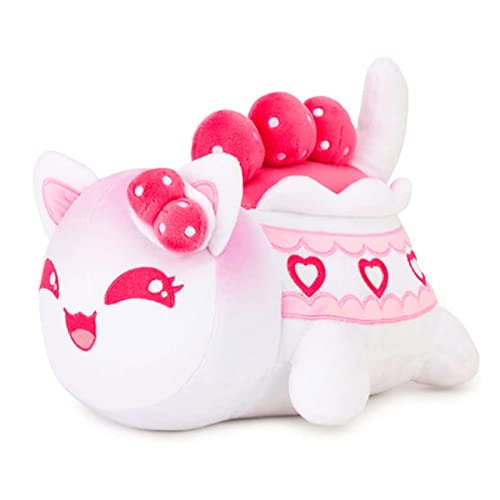 Womise Strawberry Cake Cat Stuffed Animal Plush,Cat Food Plushies Cat Mee Meow, Cute Anime Cartoon Cat Stuffed Animal Figure Toy Plush Pillow Gift for Kids and Festival Gift